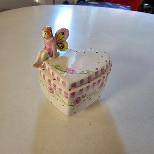 Heart shaped ring box with fairy